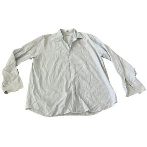 Calvin Klein Dress Shirt Mens Size XXL Button Up Cotton Stripe White Collar